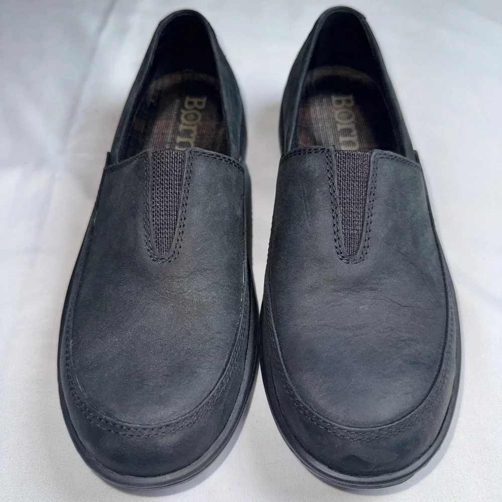 Born Lex Black Leather Slip On Loafers F49503 Comfort Flats Shoes Womens 7M